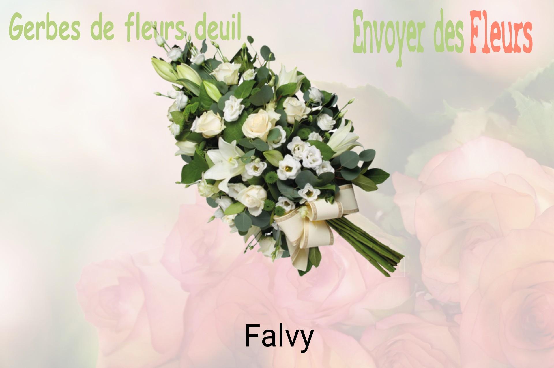Gerbe de fleurs de deuil livrée à Falvy